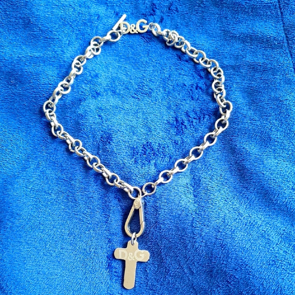 D&G Silver Necklace with Cross Pendant